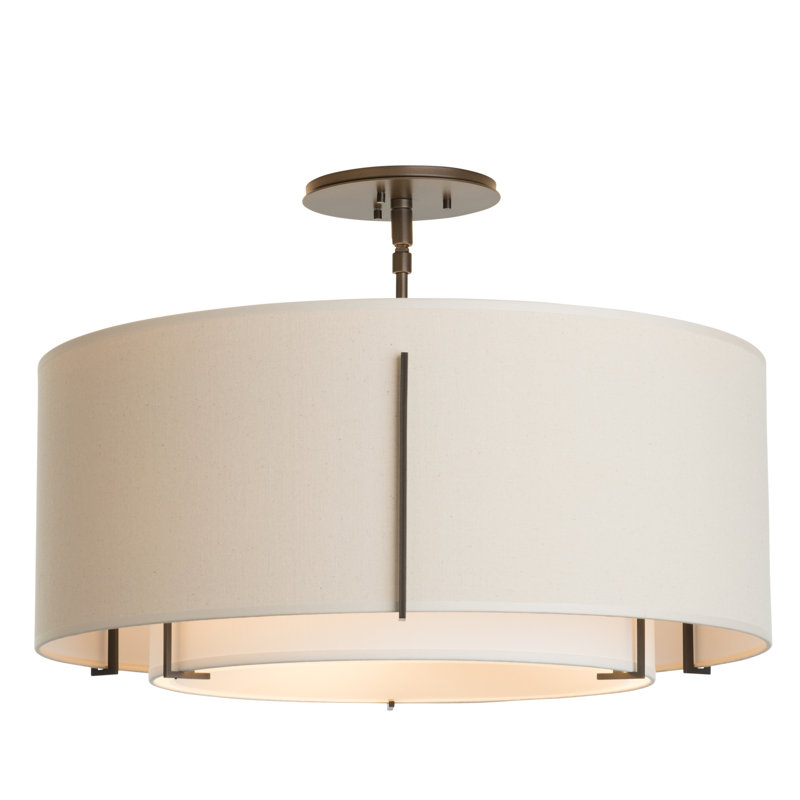 Exos 3 - Light Semi Flush Mount, Flax, 15.3" H x 22.9" W x 22.9" D, Dark Smoke