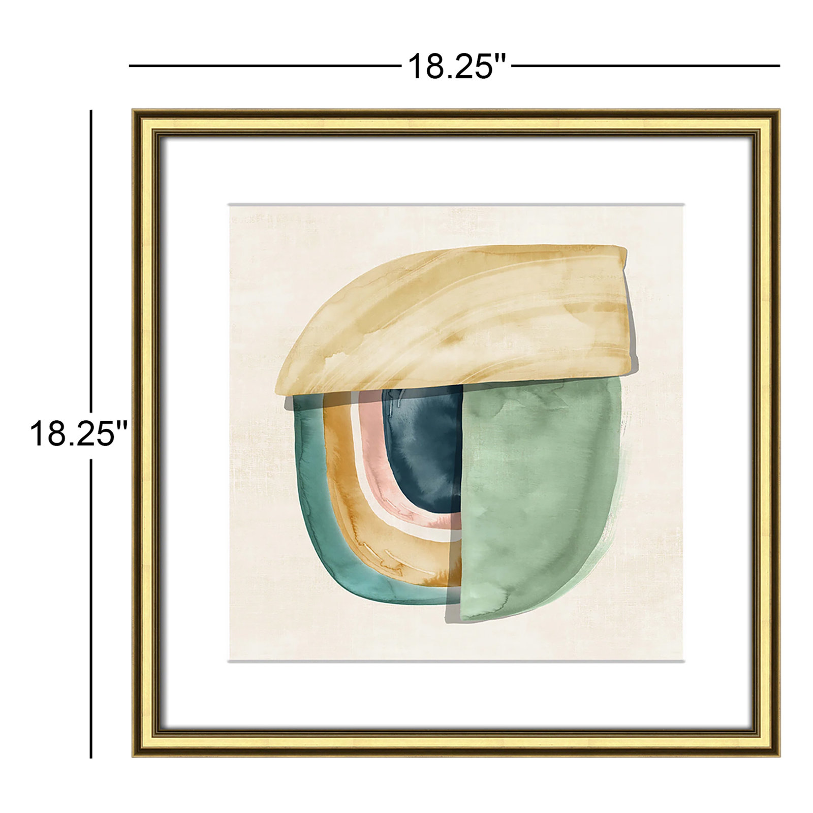 Louella "Shape Form II" Print by Emma Peal, Gold, 18.25" H x 18.25" W x 0.875" D