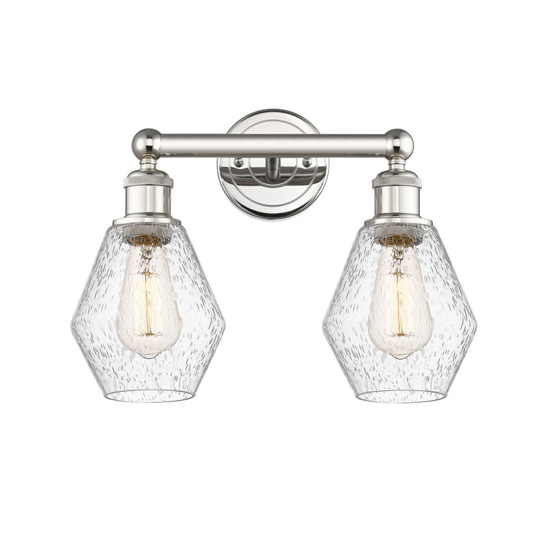 Éclairage pour salle de bain 2 lumières en acier et verre Gabbie, Granuleux, Nickel poli