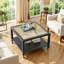 Table basse carrée avec plateau en verre doré et structure en acier-629763008