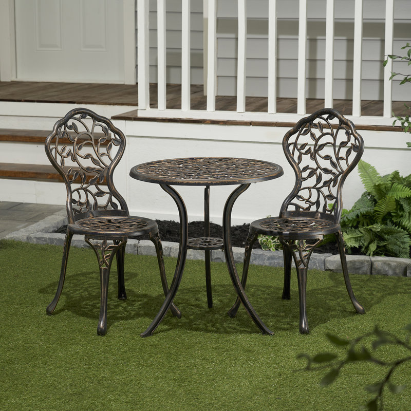 Riemer 2 - Person Patio Dining Set with Round Table, Bronze