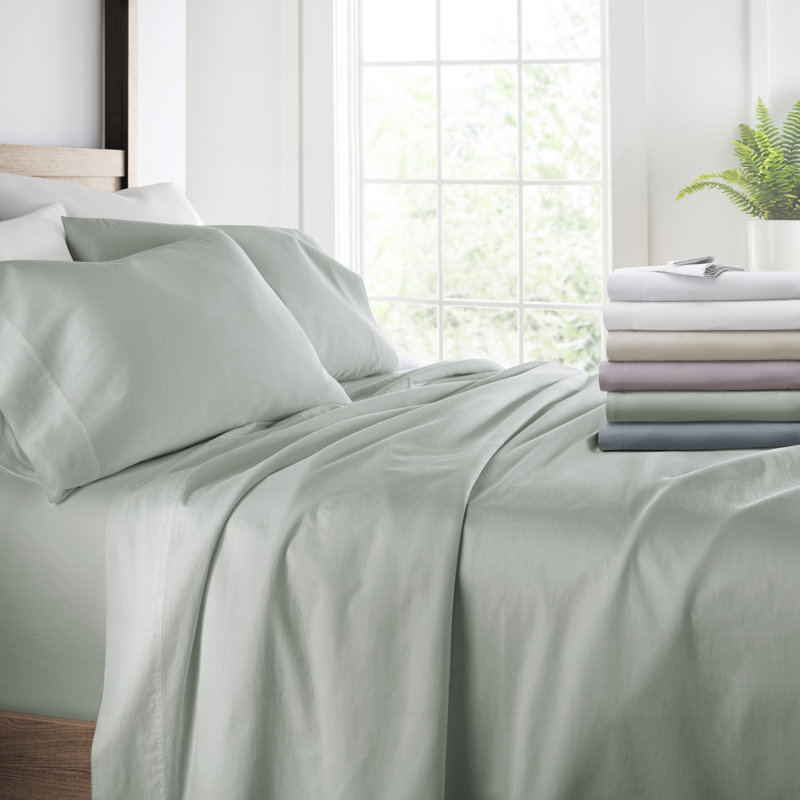 Queen Green Mist Cotton Sateen Sheet Set