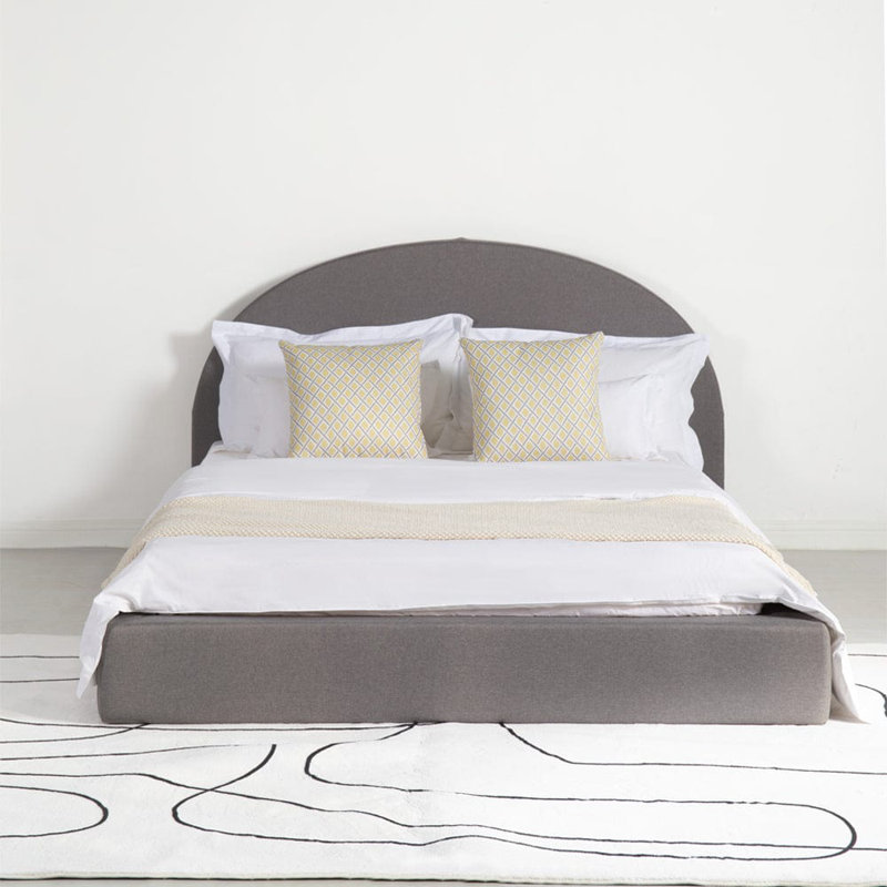 Linen Bed Frame With Headboard, Grey, Double (4'6)
