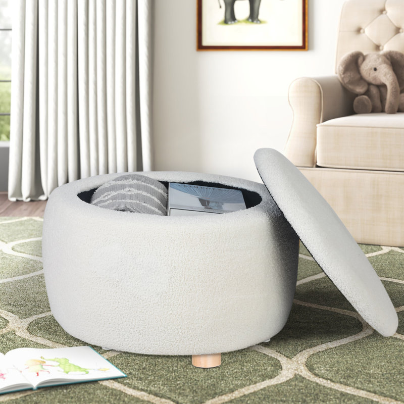 Etai 23" width Upholstered Storage Ottoman, White 100% Polyester