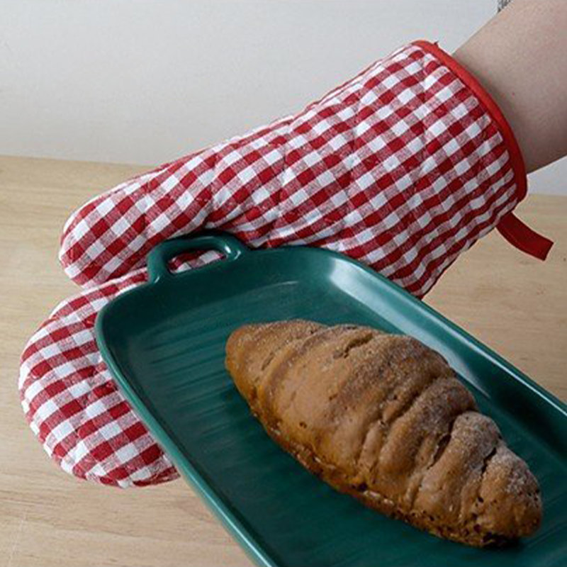 Red Plaid Cotton Oven Mitts and Pot Holders Set, 6 Pieces