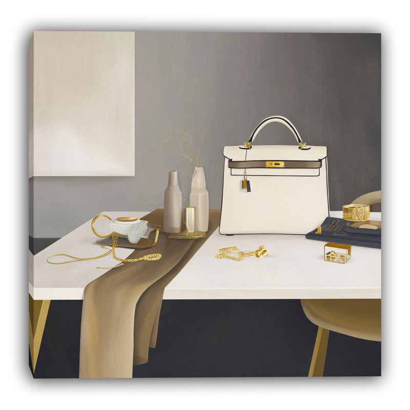 Accessoire de designer sur toile, parfum de sac à main neutre et bijoux Glam Decor GT15481, H 40 po x l 40 po x P 1,5 po