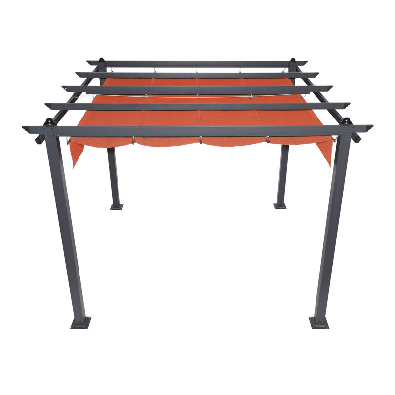 Aurora 9' W x 9' D Aluminum Pergola with Canopy, Terracotta