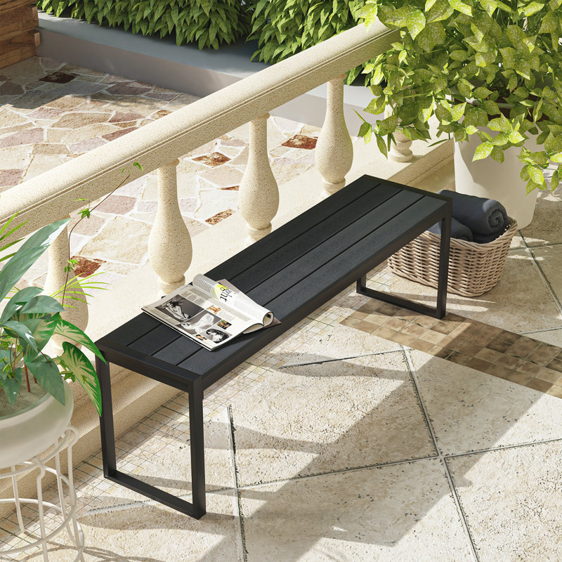 Tretesting Metal Outdoor Bench, Black
