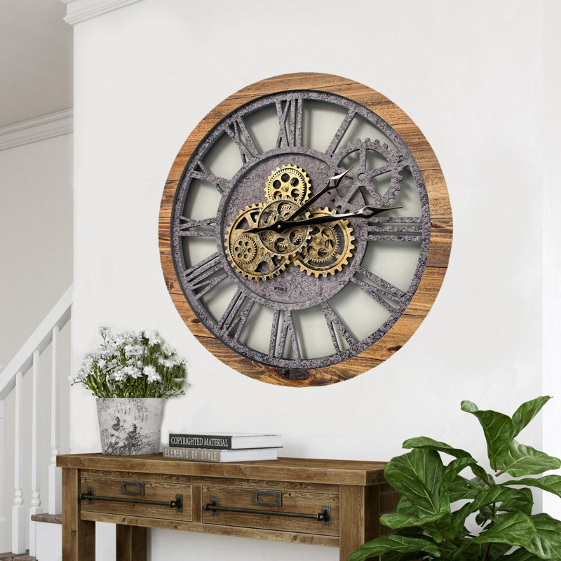 Solid Wood Wall Clock, Wood Stone