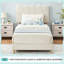 Structure de lit simple, lit plateforme tapissier en velours avec tête de lit Wave pour filles / enfants, aucun sommier nécessaire-1095909170