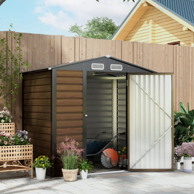 6 ft. 3 in. W x 4 ft. 3 in. D Galvanised Steel Steep Slope Storage Shed