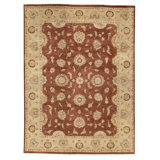 Hand Knotted Wool Oriental Area Rug in Rust And Gold