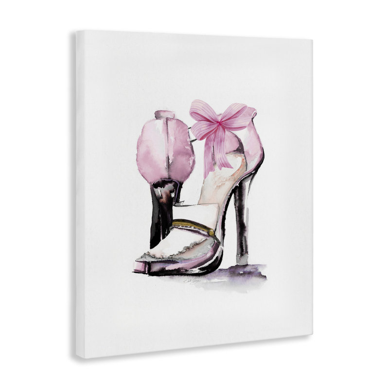 Toile à talons roses pastel, design par Stella Chang, H 20 po x l 16 po