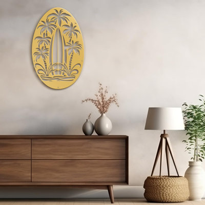 Palm Tree Minimalist Modern Abstract Wall Accent Sculpture Hanging Decoration Metal Wall Decor
