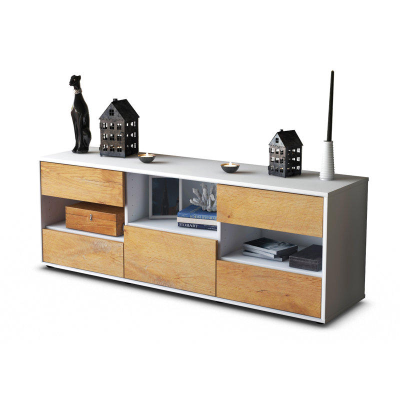 Yearby TV Stand, Oak / Matt White