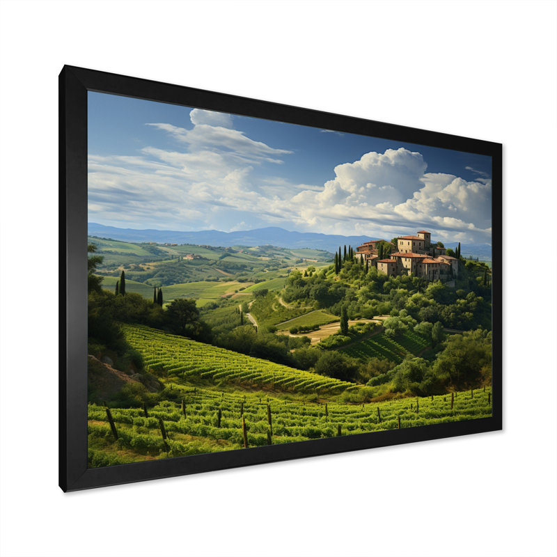 Italie, tranquillité toscane, Italie, art mural, H 12 po x l 20 po x P 1 po, Cadre simple noir