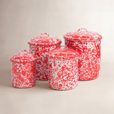 Crow Canyon Enamelware Splatter 4 Piece Canister Set