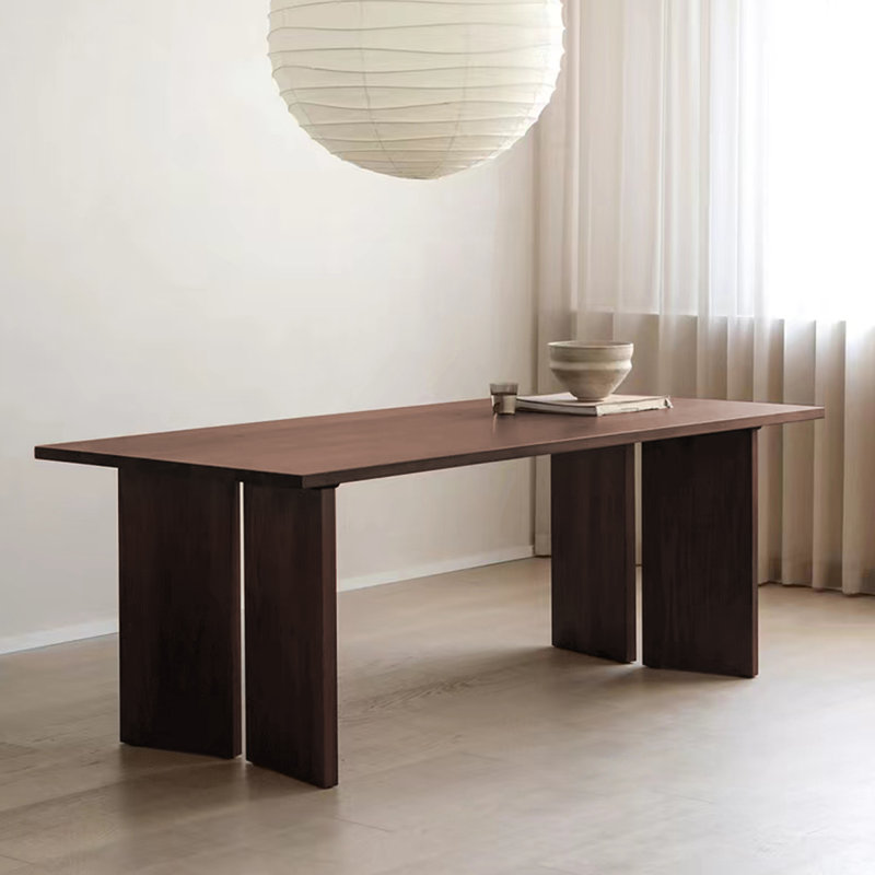 Nut-brown Rectangular Solid Wood Dining Table, 29.53"H x 78.74"L x 35.43"W