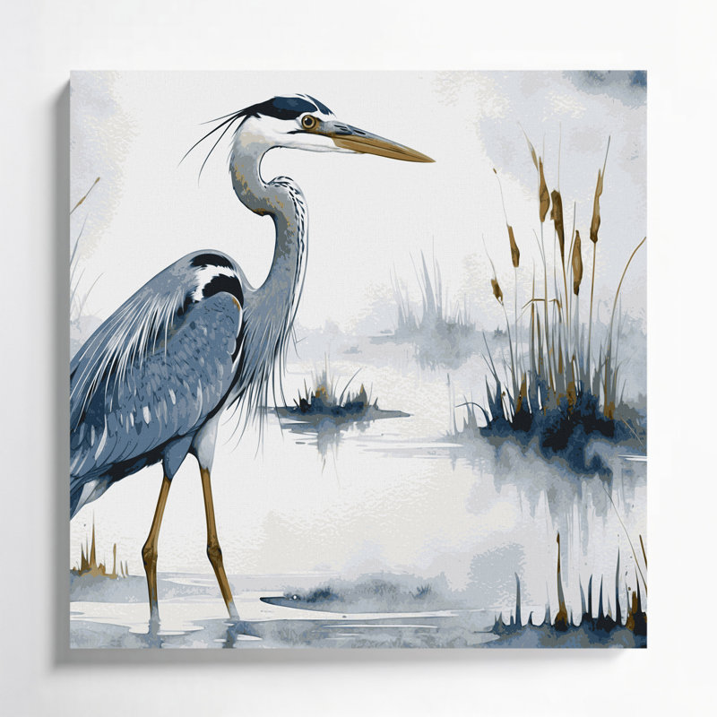 «Birds Great Blue Heron», art mural sur toile, H 16 po x l 16 po