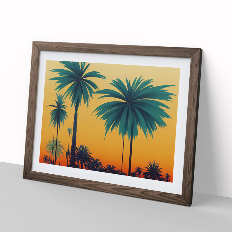 Picturesque Palm Trees - Single Picture Frame Print, 46cm H x 64cm W, Brown