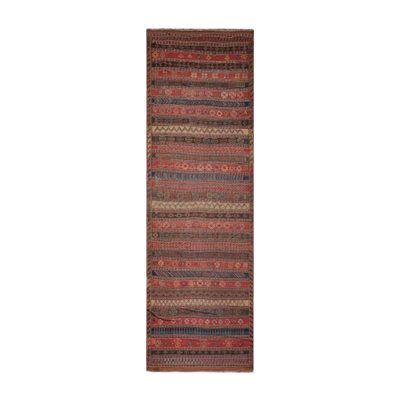Tapis rose / brun en laine tissé à la main