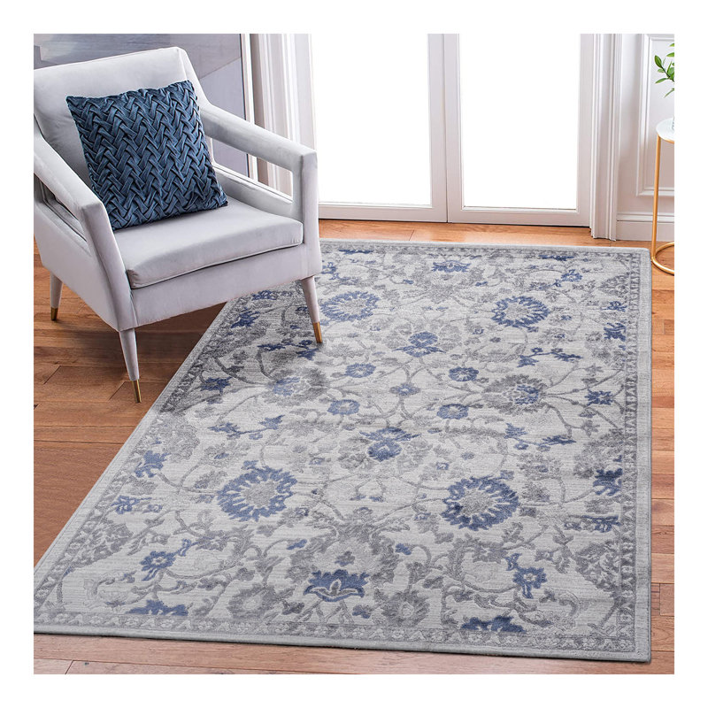Tapis de salle à manger bleu / oriental Collection, Rectangle 5 pi 3 po x 7 pi 6 po