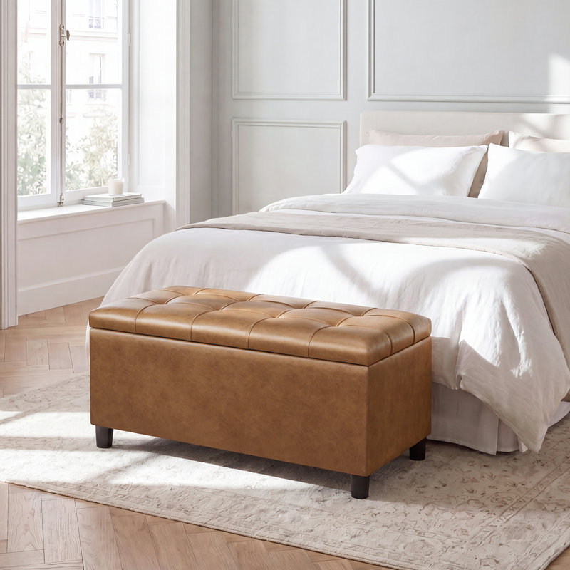 Banc de rangement avec repose-pieds 32 po, Brun