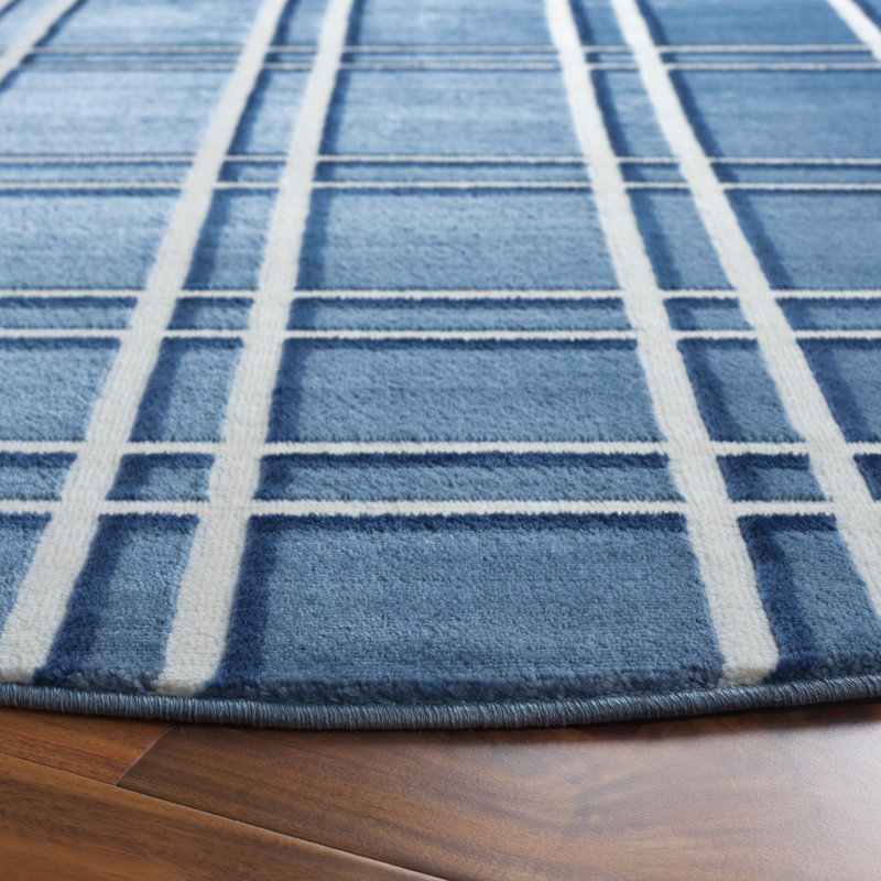 Dili Performance Plaid Rug, Round 6'7"