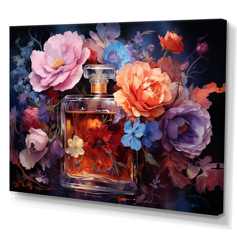 Floral Parfum Vibrant Elegance I, H 24 po x l 32 po x P 1 po, Toile tendue