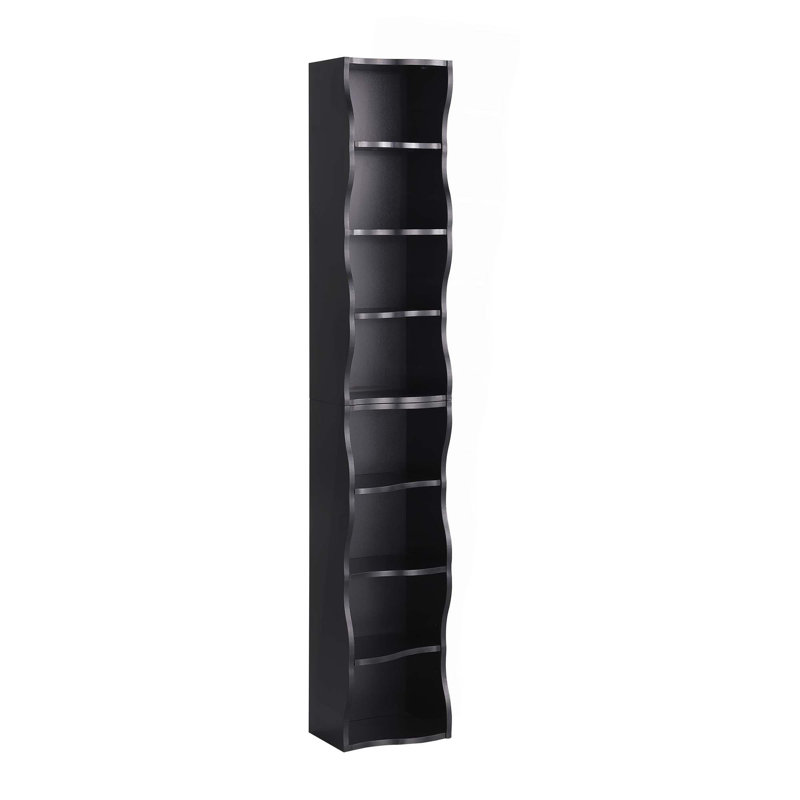 8-Layer Adjustable Shelf Ultra-Thin Bookshelf With A Wavy Border Design,Display And Multi-Functional Bookshelves In Home Offices