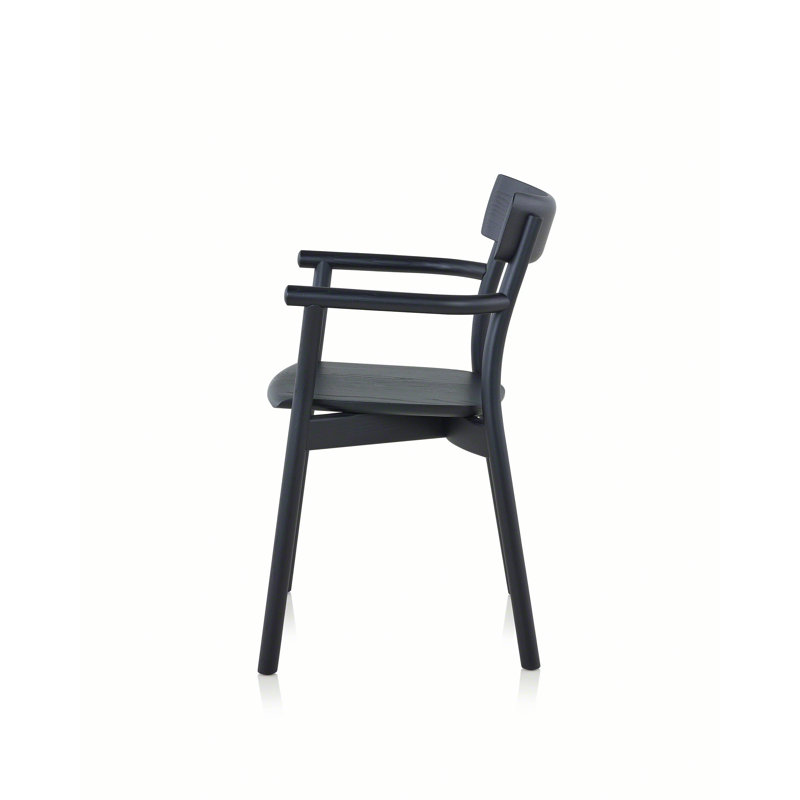 Chiaro Solid Wood Stacking Arm Chair, Black Ash