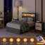 Base de lit double, base de lit double avec 4 tiroirs de rangement, plateforme rembourrée avec tête de lit, lumière DEL et station de charge, aucun sommier requis, silencieux, assemblage facile-623830540