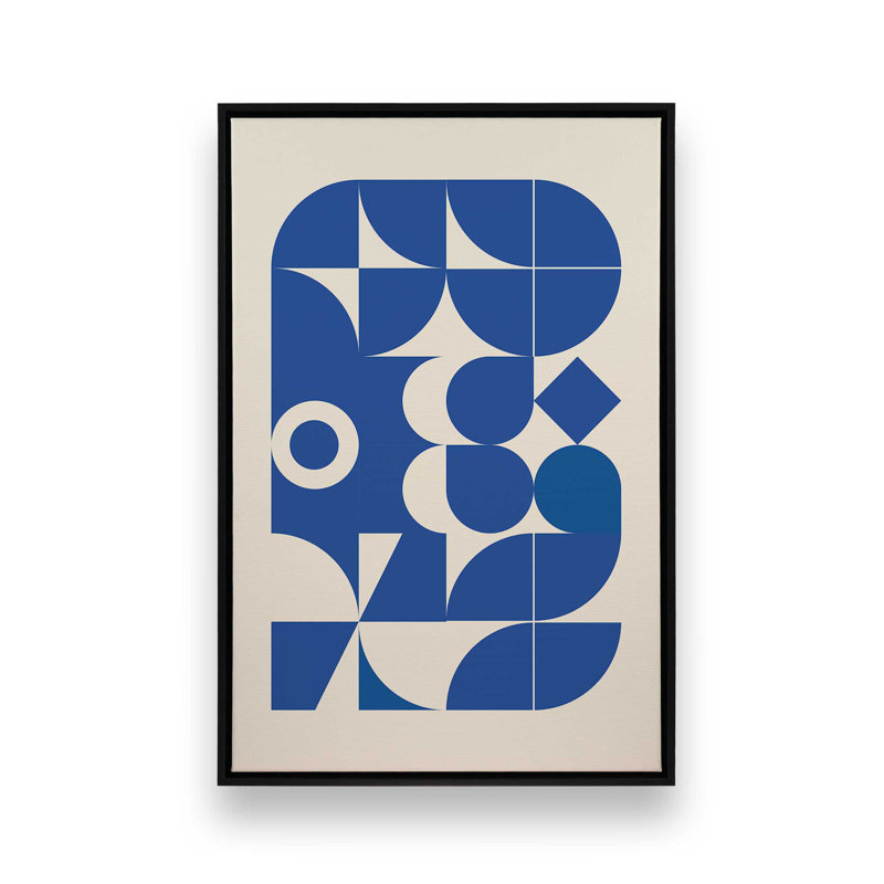 Modern Blue Forms Canvas Print, Satin Black Floater Framed, 18.75" H x 12.75" W x 1.75" D