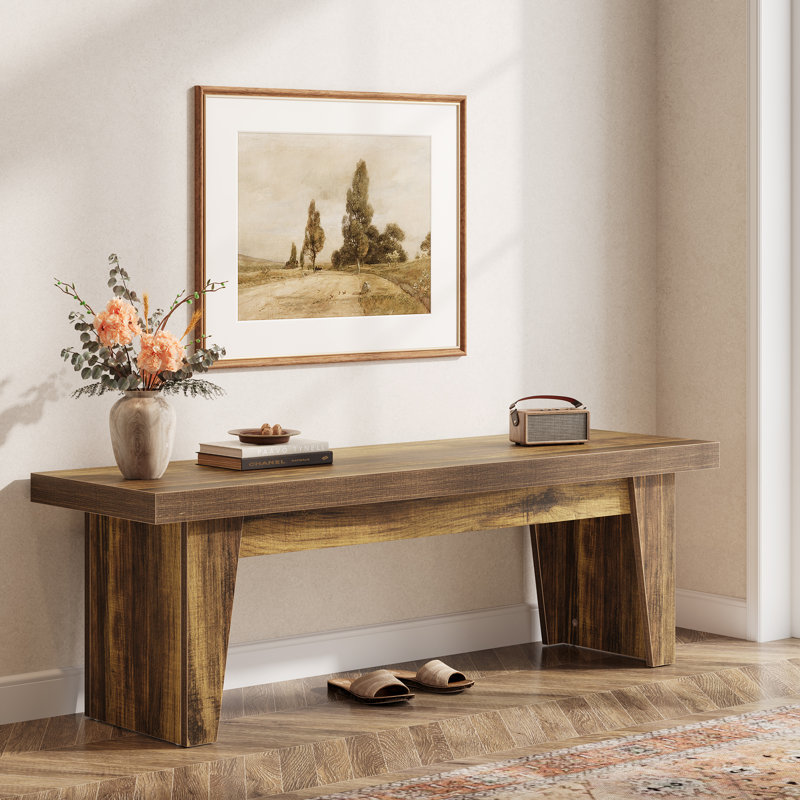 63'' Farmhouse Wooden Dining Bench