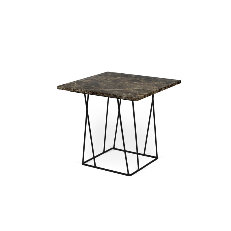 Saina Marble Top Coffee Table, Black Lacquered Steel, Brown Marble