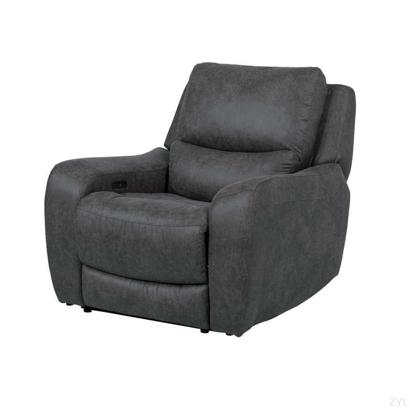 Contemporary Style Power Recliner Oversized Seat Track Arms Corner Blocked Hardwood Frame High Density Foam Dark Gray Finish
