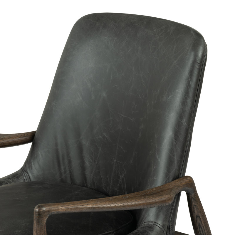 Lajarvis 21.46'' H Teddy Upholstered Armchair, Black Genuine Leather