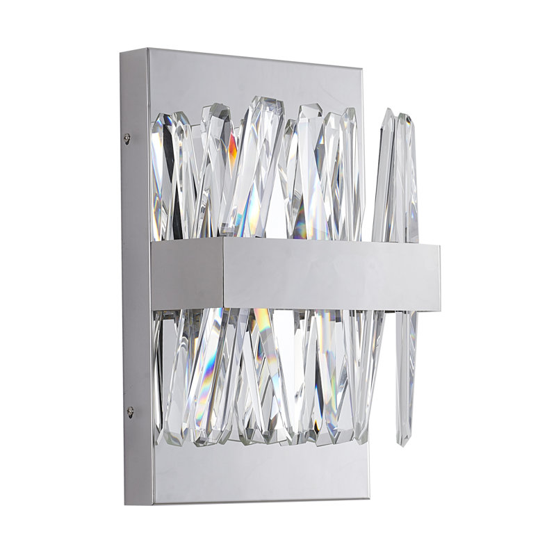LED wall light with crystal accents, Chrome