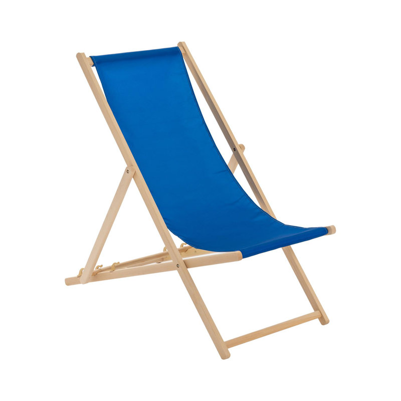Folding Wooden Deck Chair, Royal Blue