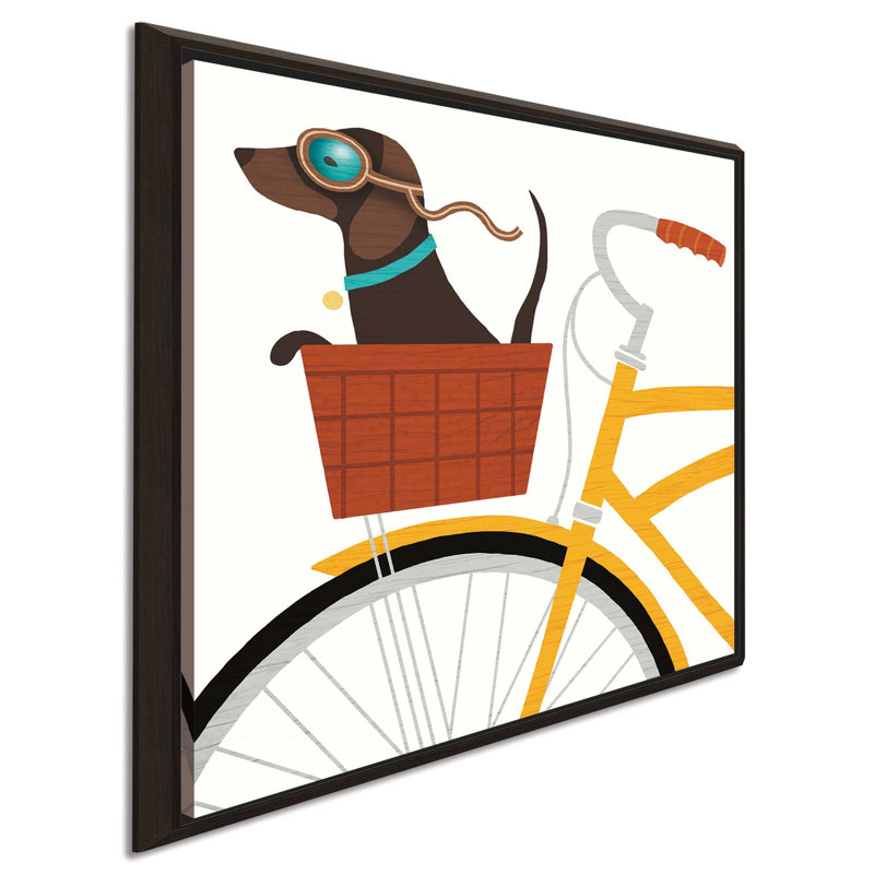«Beach Bums Dachshund Bicycle I», impression, H 21,5 po x l 21,5 po x P 2 po, Cadre flottant espresso