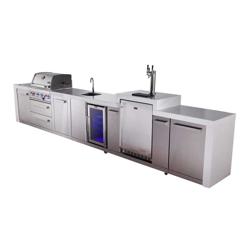 Îlot de cuisine en acier inoxydable modulaire de luxe à 4 brûleurs Mont Alpi