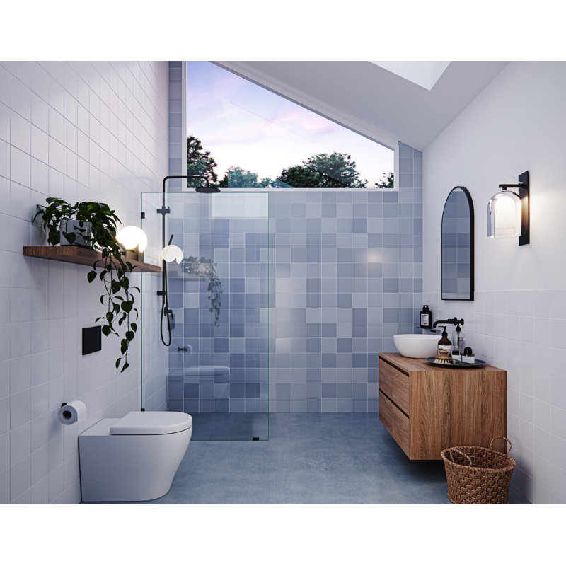 Vela 39 in. x 78 in. Fully Frameless Single Fixed Shower Panel, Matte Black