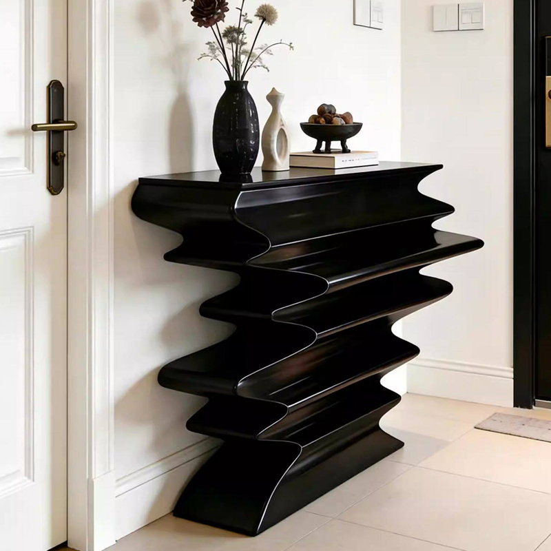 Curved Wave Sculpture Hall Accent Console Table