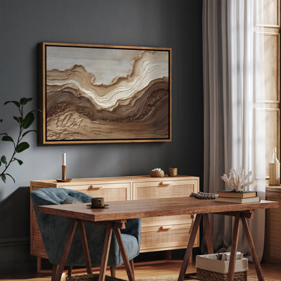 «Neutral Layered Earth Tone Abstract Abstract Modern Organic Design», reproduction d'art encadrée