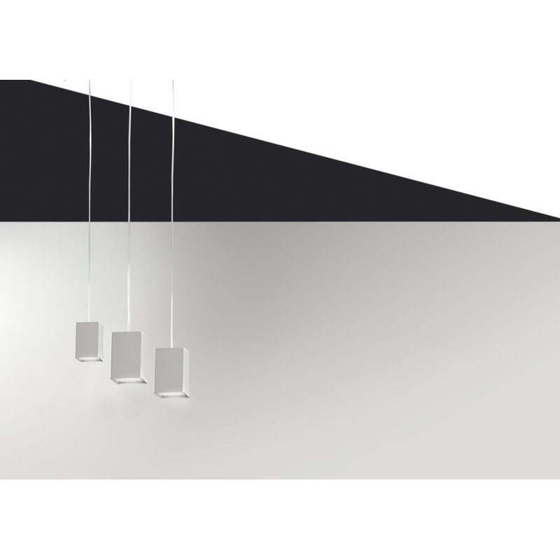 1 - Light LED Square/Rectangle Pendant, White, 126cm H x 5cm W x 5cm D