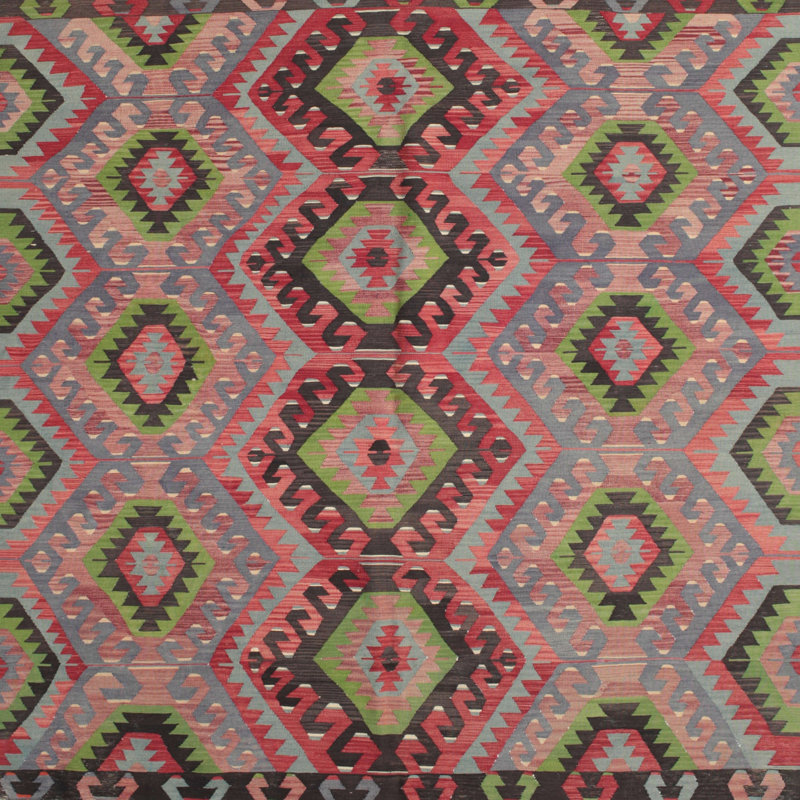 Tapis oriental multicolore tissé à la machine Oriental, Carré 6 pi