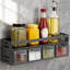 Étagère à épices multifonctionnelle à quatre compartiments, avec rangement pour cuisine et rangement, avec 4 cuillères, gris.