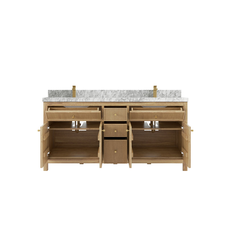 Ensemble de meuble-lavabo double 72 ", Marbre de Carrare