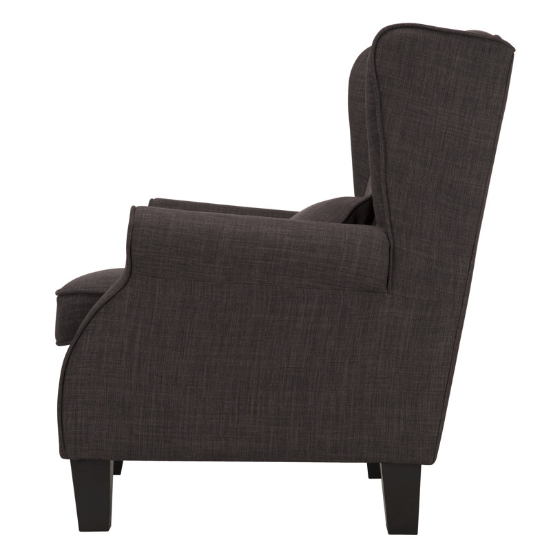 Fauteuil à oreilles l 30,75 po Normandie, Lin gris foncé chiné