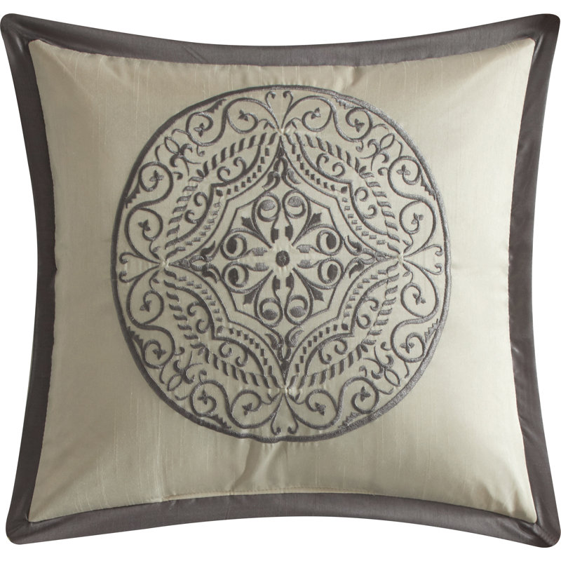 Gray Damask Queen Microfiber 8-Piece Comforter Set